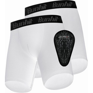 image:imageRunhit Boys Cup Underwear for Baseball Football Youth Compression Shorts with Soft Protective Athletic Cup Boxer Brief2 Pack White