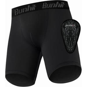 image:imageRunhit Boys Cup Underwear for Baseball Football Youth Compression Shorts with Soft Protective Athletic Cup Boxer BriefBlack