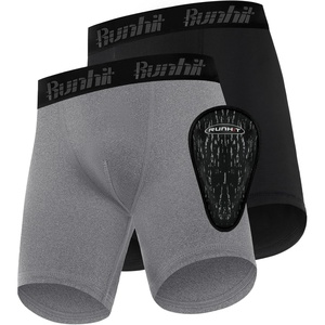 image:imageRunhit Boys Cup Underwear for Baseball Football Youth Compression Shorts with Soft Protective Athletic Cup Boxer BriefBlackmedium Gray