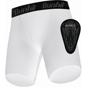image:imageRunhit Boys Cup Underwear for Baseball Football Youth Compression Shorts with Soft Protective Athletic Cup Boxer BriefWhite