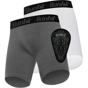 image:imageRunhit Boys Cup Underwear for Baseball Football Youth Compression Shorts with Soft Protective Athletic Cup Boxer BriefWhitedark Gray