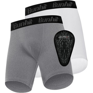 image:imageRunhit Boys Cup Underwear for Baseball Football Youth Compression Shorts with Soft Protective Athletic Cup Boxer BriefWhitemedium Gray