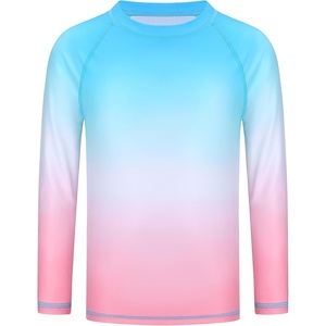 image:imageRunhit Boys Gradient Rash Guard Swim Shirt Long Sleeve Kids UPF 50 Sun Protection UV Water Shirts SPF Quick Dry RashguardBluepink