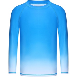 image:imageRunhit Boys Gradient Rash Guard Swim Shirt Long Sleeve Kids UPF 50 Sun Protection UV Water Shirts SPF Quick Dry RashguardDark Bluewhite