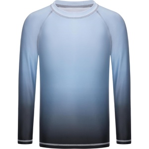 image:imageRunhit Boys Gradient Rash Guard Swim Shirt Long Sleeve Kids UPF 50 Sun Protection UV Water Shirts SPF Quick Dry RashguardGrayblack