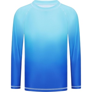 image:imageRunhit Boys Gradient Rash Guard Swim Shirt Long Sleeve Kids UPF 50 Sun Protection UV Water Shirts SPF Quick Dry RashguardLight Bluedark Blue