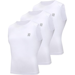 image:imageRunhit Boys Sleeveless Compression Shirt Kids Athletic Tank Tops Youth Quick Dry Undershirt for Football Basketball3pack White
