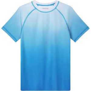 image:imageRunhit Boys Swim Shirt Rash Guard Short Sleeve UPF 50 Sun Protection Kids Water UV SPF Shirt Quick DryBlue White Gradient