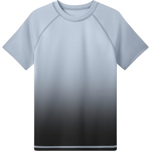 image:imageRunhit Boys Swim Shirt Rash Guard Short Sleeve UPF 50 Sun Protection Kids Water UV SPF Shirt Quick DryGrey Black Gradient