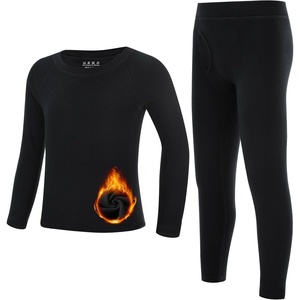 image:imageRunhit Boys Thermal Underwear Set Youth Kids Long Johns Boy Base Layer Soft Thermal Pants Fleece Lined Long Sleeve ShirtBlack