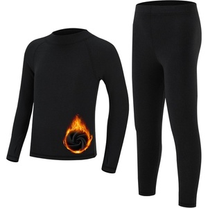 image:imageRunhit Boys Thermal Underwear Set Youth Kids Long Johns Boy Base Layer Soft Thermal Pants Fleece Lined Long Sleeve ShirtBlack No Fly With Thumbhole