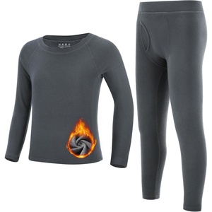 image:imageRunhit Boys Thermal Underwear Set Youth Kids Long Johns Boy Base Layer Soft Thermal Pants Fleece Lined Long Sleeve ShirtGrey