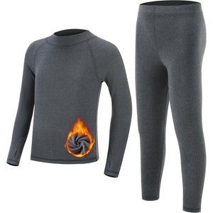 image:imageRunhit Boys Thermal Underwear Set Youth Kids Long Johns Boy Base Layer Soft Thermal Pants Fleece Lined Long Sleeve ShirtGrey No Fly With Thumbhole