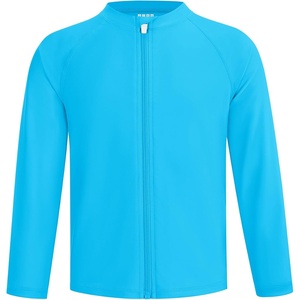 image:imageRunhit Boys UPF 50 Rash Guard Long Sleeve Zip Up 2T to Youth UV Sun Protection Shirt for Beach Surf Fish Quick DryBright Blue