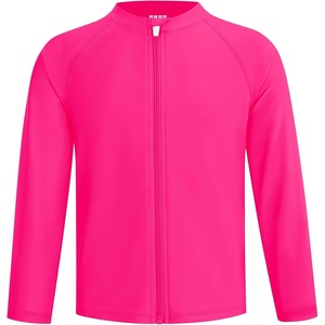 image:imageRunhit Boys UPF 50 Rash Guard Long Sleeve Zip Up 2T to Youth UV Sun Protection Shirt for Beach Surf Fish Quick DryHot Pink