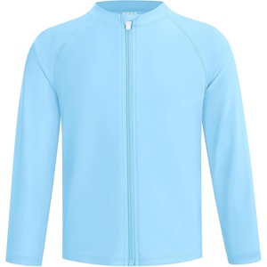 image:imageRunhit Boys UPF 50 Rash Guard Long Sleeve Zip Up 2T to Youth UV Sun Protection Shirt for Beach Surf Fish Quick DryLight Blue
