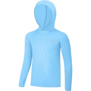 image:imageRunhit Boys amp Toddler UPF 50 Rash Guard Hoodie Kids UV Sun Protection Long Sleeve Shirt for Fishing Outdoor Beach CampingIce Blue