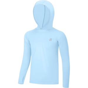 image:imageRunhit Boys amp Toddler UPF 50 Rash Guard Hoodie Kids UV Sun Protection Long Sleeve Shirt for Fishing Outdoor Beach CampingLight Blue