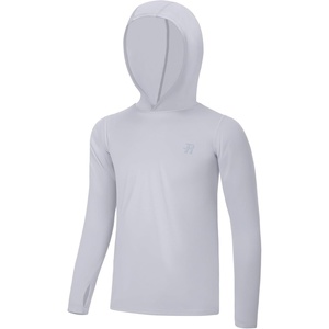 image:imageRunhit Boys amp Toddler UPF 50 Rash Guard Hoodie Kids UV Sun Protection Long Sleeve Shirt for Fishing Outdoor Beach CampingLight Gray