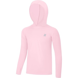 image:imageRunhit Boys amp Toddler UPF 50 Rash Guard Hoodie Kids UV Sun Protection Long Sleeve Shirt for Fishing Outdoor Beach CampingLight Pink