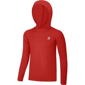image:imageRunhit Boys amp Toddler UPF 50 Rash Guard Hoodie Kids UV Sun Protection Long Sleeve Shirt for Fishing Outdoor Beach CampingRed