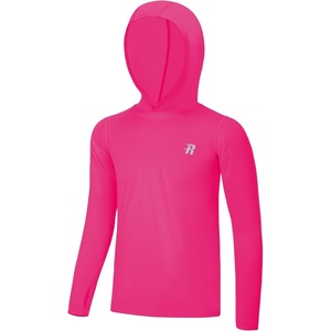 image:imageRunhit Boys amp Toddler UPF 50 Rash Guard Hoodie Kids UV Sun Protection Long Sleeve Shirt for Fishing Outdoor Beach CampingRose Red