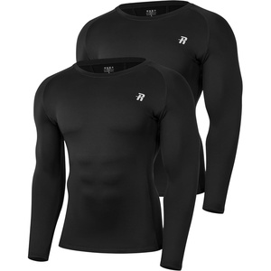image:imageRunhit Compression Shirts for Men Long Sleeve Cool Dry Workout Undershirts Athletic Running Base Layer Top for Sports Gym2 PackblackBlack