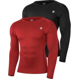 image:imageRunhit Compression Shirts for Men Long Sleeve Cool Dry Workout Undershirts Athletic Running Base Layer Top for Sports Gym2 PackblackRed