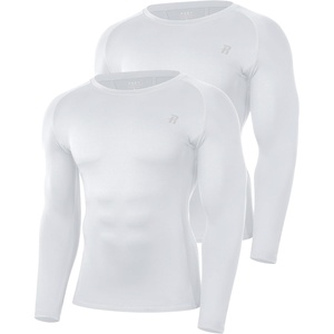 image:imageRunhit Compression Shirts for Men Long Sleeve Cool Dry Workout Undershirts Athletic Running Base Layer Top for Sports Gym2 PackwhiteWhite