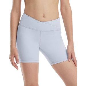 image:imageRunhit Girls Volleyball Shorts 5 Youth Spandex Biker Shorts Kids V Cross Waist Compression Dance Athletic ShortsBlue