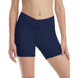 image:imageRunhit Girls Volleyball Shorts 5 Youth Spandex Biker Shorts Kids V Cross Waist Compression Dance Athletic ShortsNavy