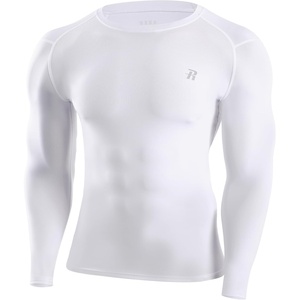 image:imageRunhit Long Sleeve Compression Shirts for Men UPF 50 Mens Compression Shirts Running Athletic Workout Base LayerWhite