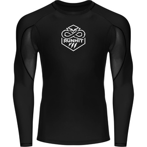 image:imageRunhit Mens BJJ Rash Guard Jiu Jitsu Compression Shirts Long Sleeve for MMA No GI Wrestling Grappling Sports Base LayerBlack