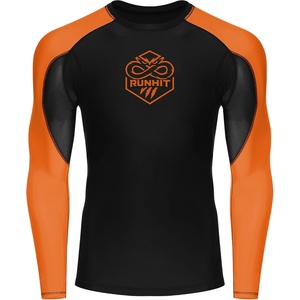 image:imageRunhit Mens BJJ Rash Guard Jiu Jitsu Compression Shirts Long Sleeve for MMA No GI Wrestling Grappling Sports Base LayerOrange