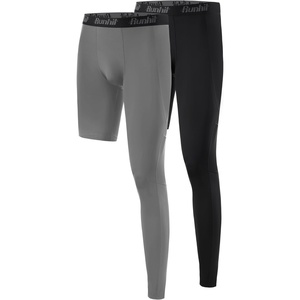 image:imageRunhit Mens Basketball One Leg Compression Tights Full Length Single Leg Compression Pants Sports Base Layer UnderwearBlackgrayleft Long