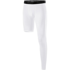 image:imageRunhit Mens Basketball One Leg Compression Tights Full Length Single Leg Compression Pants Sports Base Layer UnderwearWhiteleft Long