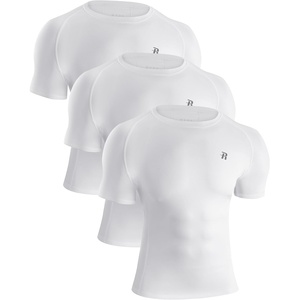 image:imageRunhit Mens Compression Shirts Short Sleeve Athletic T Shirt Cool Dry Workout Tops Sports Base Layer Undershirt3 PackwhiteWhiteWhite