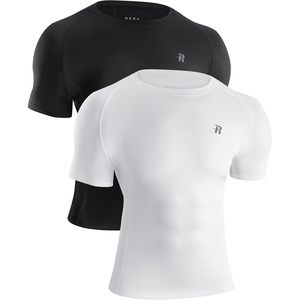 image:imageRunhit Mens Compression Shirts Short Sleeve Athletic T Shirt Cool Dry Workout Tops Sports Base Layer UndershirtBlackwhite