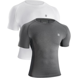 image:imageRunhit Mens Compression Shirts Short Sleeve Athletic T Shirt Cool Dry Workout Tops Sports Base Layer UndershirtDark Graywhite