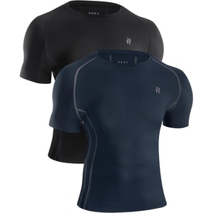 image:imageRunhit Mens Compression Shirts Short Sleeve Athletic T Shirt Cool Dry Workout Tops Sports Base Layer UndershirtNavy Blue  Black
