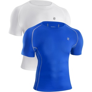 image:imageRunhit Mens Compression Shirts Short Sleeve Athletic T Shirt Cool Dry Workout Tops Sports Base Layer UndershirtRoyal Blue  White