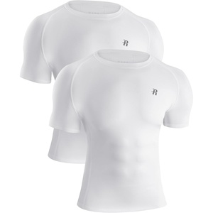 image:imageRunhit Mens Compression Shirts Short Sleeve Athletic T Shirt Cool Dry Workout Tops Sports Base Layer UndershirtWhitewhite