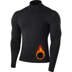 image:imageRunhit Mens Thermal Compression Shirts Mock Turtleneck Long Sleeve Undershirt Fleece Lined Athletic Workout Base LayersBlack