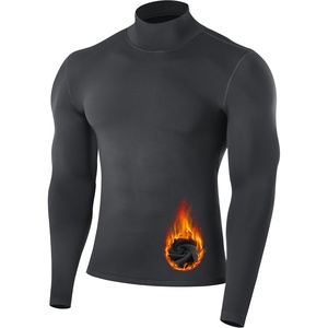 image:imageRunhit Mens Thermal Compression Shirts Mock Turtleneck Long Sleeve Undershirt Fleece Lined Athletic Workout Base LayersGray