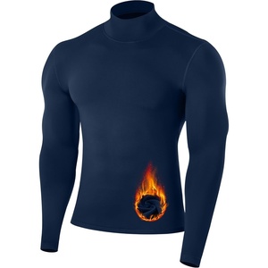 image:imageRunhit Mens Thermal Compression Shirts Mock Turtleneck Long Sleeve Undershirt Fleece Lined Athletic Workout Base LayersOcean Blue