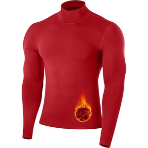 image:imageRunhit Mens Thermal Compression Shirts Mock Turtleneck Long Sleeve Undershirt Fleece Lined Athletic Workout Base LayersRed