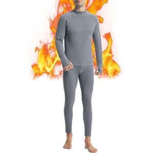 image:imageRunhit Mens Thermal Underwear SetFleece Lined Long Johns for Men Thermal Shirts and Pants Base Layer Cold Weather ThermalsMockgray