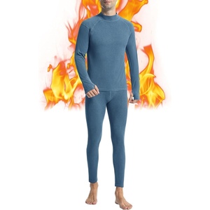 image:imageRunhit Mens Thermal Underwear SetFleece Lined Long Johns for Men Thermal Shirts and Pants Base Layer Cold Weather ThermalsMockgray Blue