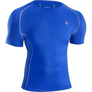 image:imageRunhit Short Sleeve Compression Shirts for Men Quick Dry Cool Mens Compression TShirt Athletic Workout Base LayerBlue