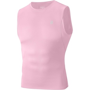 image:imageRunhit Sleeveless Compression Shirt Men Tank Top Athletic Muscle Shirts for MenLight Pink